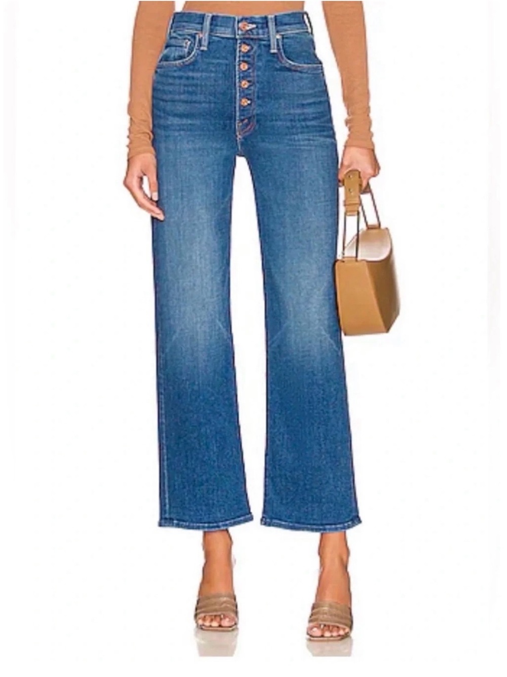 Mother women’s size 32 the pixie rambler ankle Button-Fly Wide Leg Jeans - Blue
